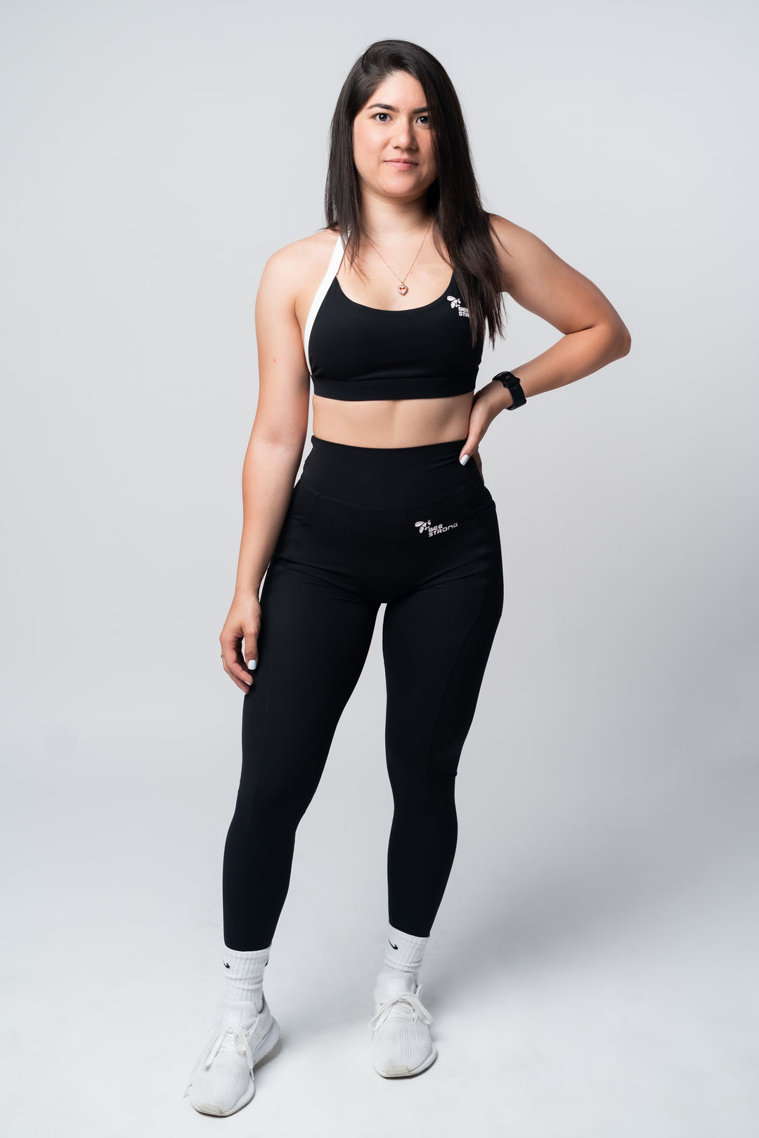 Noir Hive Open-Back Sports Bra Set – Bee strong activewear Noir Hive Open-Back Sports Bra Set – Bee strong activewear
