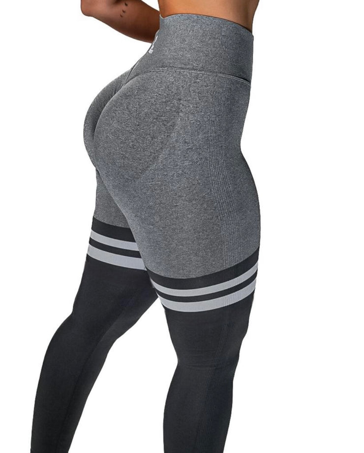 Alora ColorBlock High Waist Gym Leggings (Black Grey) –